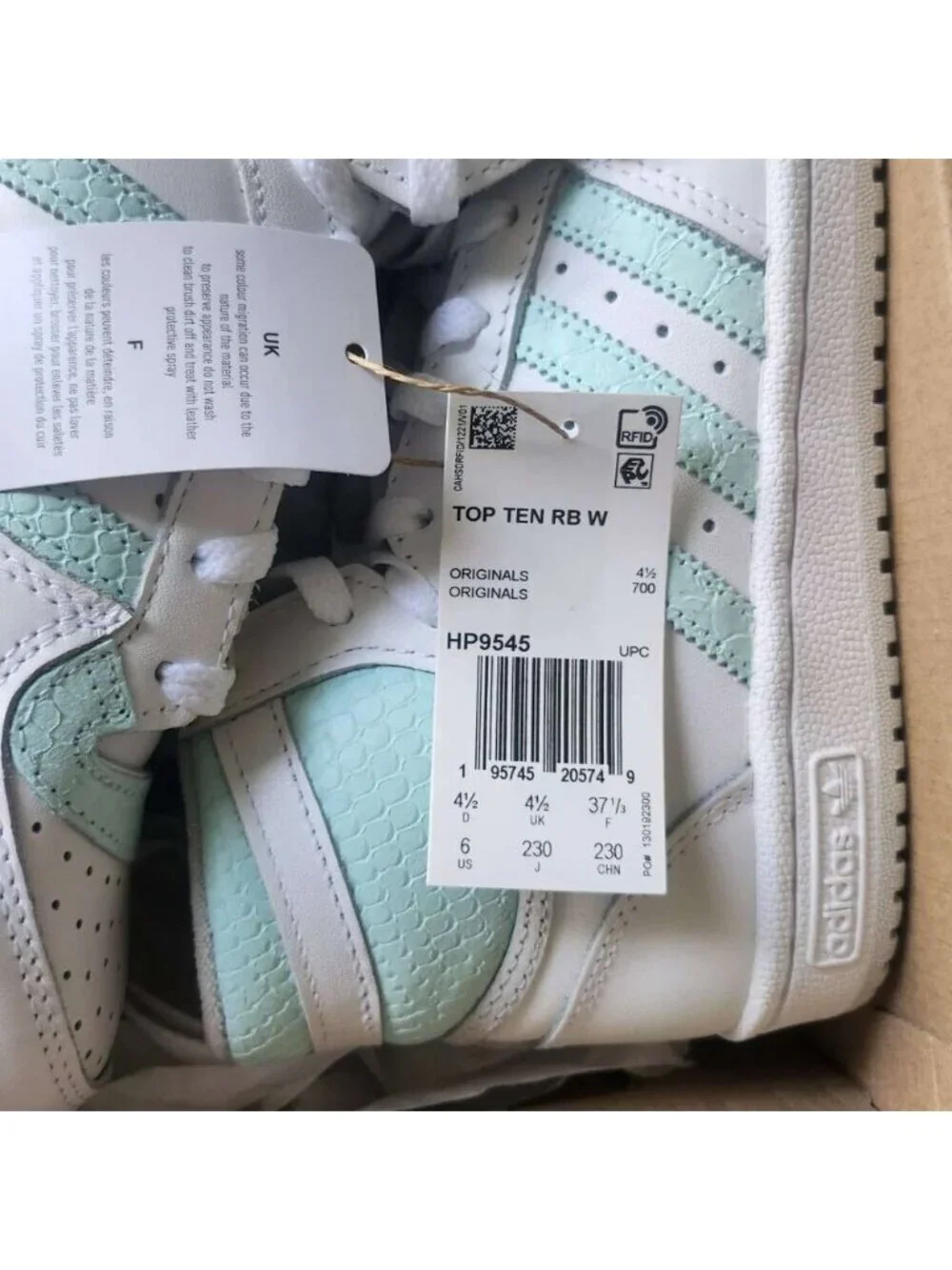 Adidas Originals Top Ten Rb Casual Sneakers Snake Mint Blue White New in Box